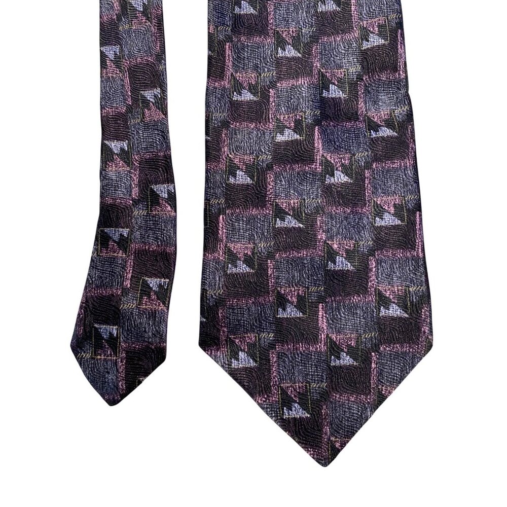 Vintage Ermenegildo Zegna 100% Silk Geometric Pattern Mens Tie
